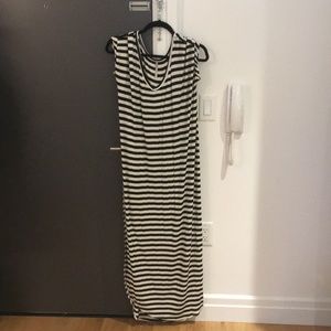 Flowy black and white striped dress